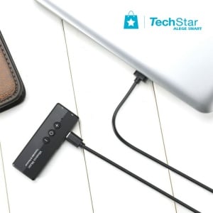 Transmitator receptor portabil 3 in 1 Techstar® OT16, Compatibil Bluetooth 5.0, Reincarcabil, USB, AUX 3.5 mm, TV, PC, Auto, Negru - Img 6