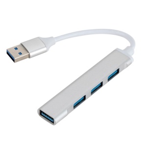 Hub USB Techstar argintiu cu mufa USB 3.0 albastra