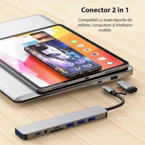 Adaptor multifunctional Techstar CYC8IN2 pentru carduri SD si TF