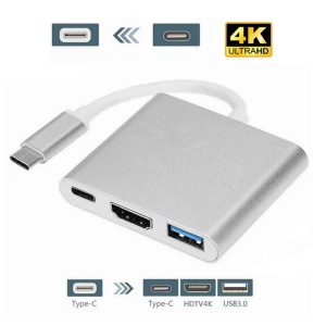 Design compact adaptor multifunctional USB-C la HDMI 4K si PD Techstar ZFZ3IN1