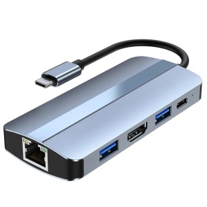 Adaptor multifunctional 7 in 1 Techstar CYC7IN1B USB-C la HDMI 4K si LAN RJ45