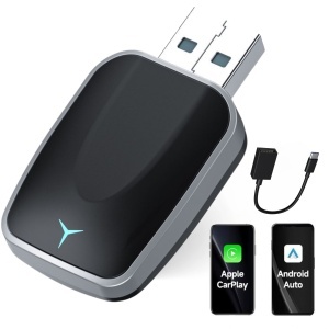 Adaptor Wireless 2-in-1 Apple CarPlay & Android Auto Techstar® M17 – USB/USB-C (Adaptor inclus), Wi-Fi 5.8GHz + Bluetooth, Plug & Play, Mini Compact