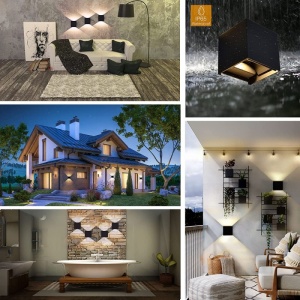 iluminat exterior terasa cu aplică LED Techstar Cube negru 3000K