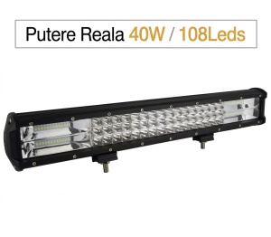 Bara Proiectoare LED Auto Offroad Techstar® Tch3, Putere Reala 40W, 12V-24V, 6000K, IP67, 59 cm, Flood Beam, Negru - Img 2