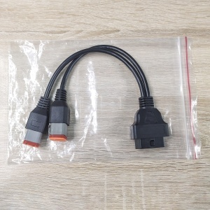 Adaptor OBD2 la Harley-Davidson 4 pini + 6 pini, splitter Y, vedere pe lemn