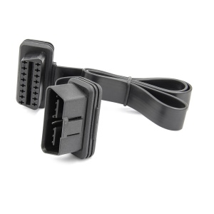 Prim-plan conectori OBD2 J1962 Tip A, cablu panglica plata 60 cm, extensie mama-tata