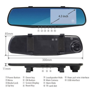 Camera Video Auto Discreta tip Oglinda cu Doua Camere Full HD Fata/Spate Techstar® L9000, Model Slim 9mm Grosime - Img 8