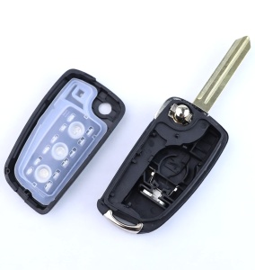 Carcasa cheie auto pliabila Techstar compatibila cu Nissan Qashqai, Juke, Sunny, 3 butoane, buton HOLD portbagaj, lama inclusa, fara electronica, fata si spate