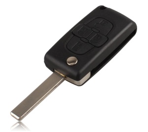 telecomanda cheie auto techstar peugeot cu design briceag 4 butoane lama metalica