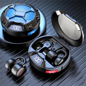 Set complet casti Bluetooth Techstar K23 cu carcasa de incarcare si clips sport