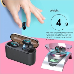 Casti Wireless Q32 TWS Techstar®, Bluetooth 5.0, Conexiune Instanta, Waterproof IPX5, 1500mAh, Touch, Negru - Img 5