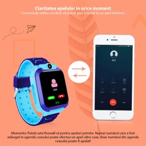 Ceas Smartwatch Pentru Copii Techstar® SW70-Q12 Lite, 1.44 Inch, Cu Functie Telefon SIM, Monitorizare, Apelare SOS, Camera, Roz - Img 8