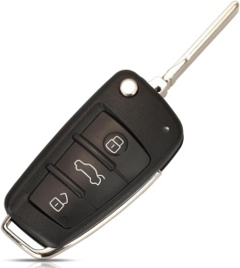 Cheie auto pliabila Audi cu lama deschisa si carcasa cu 3 butoane
