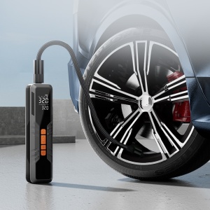 Compresor auto cu LED si ventilator radial in fundal