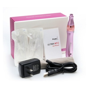 DermaPen Techstar® Dr Pen M7, 2 Capete de Rezerva, Ace Otel Inoxidabil, Corp Aliaj, Ergonomic, Regenerare Piele, Lifting, Viteza Reglabila, 5 Viteze, Rose - Img 1