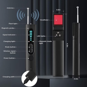 Functii si comenzi detector anti-spionaj Techstar T15 cu incarcare USB-C