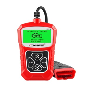 Tester diagnoza auto OBD2 KONNWEI KW310 rosu afisaj LCD si butoane control