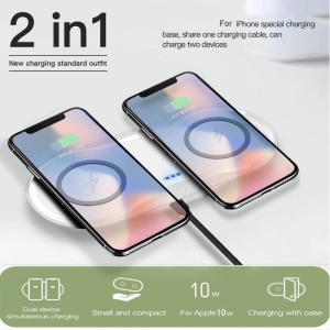 Incarcator Techstar® Dual Wireless Qi, 20W, Fast Charge, 2 x 10W, Type-C, Alb - Img 2