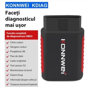 Specificatii tehnice tester OBD2 Konnwei Kdiag negru rosu