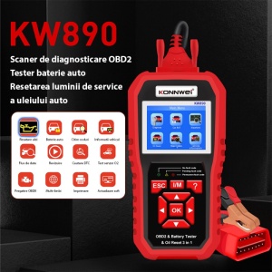 Instrument De Scanare Si Diagnosticare Auto, KONNWEI KW890, OBD2, Display 2.8 Inch, Citirea Si Stergerea Codurilor De Eroare A Motorului, scaner de diagnosticare, tester baterie, resetare lampa de service ulei, Rosu/Negru - Img 5