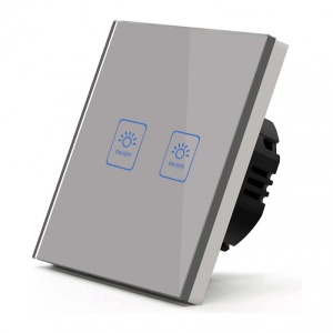 Intrerupator smart touch Techstar TG02 gri, 2 butoane tactile LED, wireless 2.4GHz