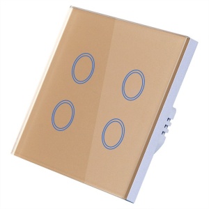 Intrerupator smart touch Techstar gold cu patru zone tactile si sticla securizata