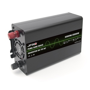 Vedere laterala invertor auto JFIND JF02 cu afisaj digital
