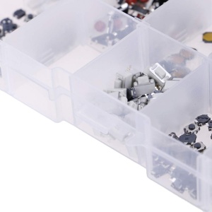 Micro-switch-uri tactile SMD Techstar depozitate separat in compartimentele organizatorului