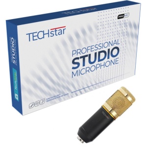 Microfon Profesional de Studio, Techstar® BM800 Condenser, Stand Inclus pentru Inregistrare Vocala, Streaming, Gaming, Podcast, Vlog, Gold - Img 7