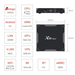 Mini PC Tv Box Techstar® X96 Max+, Procesor 3xS905, Android 9, UHD 8K, 4GB RAM LPDDR4, 32GB ROM, WiFi DualBand, Bluetooth, Gigabit, Telecomanda - Img 5