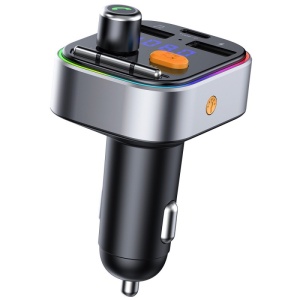 Modulator FM Techstar® T48C, Bluetooth 5.0, Bass Boost, Voltaj Baterie, USB, 18W PD Type C, MicroSD, RGB - Img 2