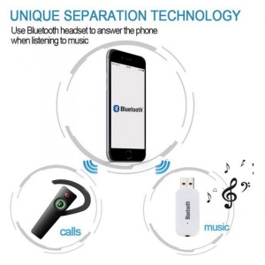 Receptor Audio Adaptor USB Techstar® A2DP cu Jack 3.5mm Transmitator AUX, Alb - Img 5