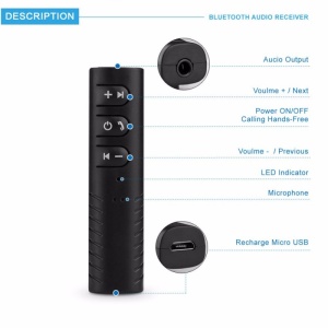 Receptor Techstar® Bluetooth Audio Jack 3.5mm Wireless Auto Clip On BT2 - Img 5