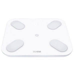 Resigilat Cantar Electronic Smart Techstar®, Alb, Display Digital, Wireless, Bluetooth, Greutate 180kg Max, Compatibil Android & iOS - Img 1