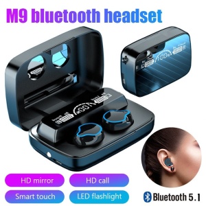 Resigilat Casti Smart Techstar® M9, Wireless, Bluetooth V5.1, Touch, Display Digital, 2000mAh, pentru iPhone Xiaomi Huawei, Negru - Img 6