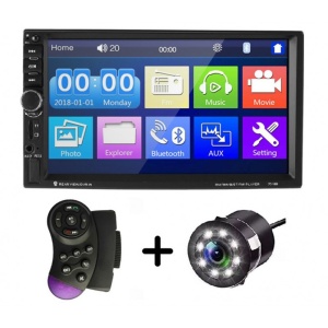 Resigilat MP5 Player Auto Universal 7018B, WinCE, Camera Marsarier, Ecran HD Touch 7", Comenzi Volan, Telecomanda, MirrorLink, Bluetooth - Img 1