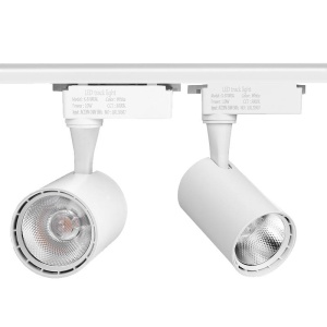 sina aluminiu alba cu trei spoturi LED Techstar Tracklights tip L 30W montate pe tavan