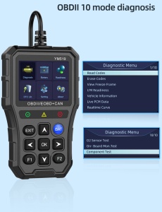 Interfata tester YM519 cu ecran pornit si pictograme albastre
