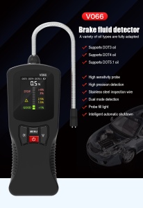 Afisaj luminos tester digital lichid de frana Techstar V066 pe fundal negru