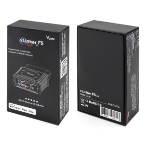 Vgate vLinker FS – două unghiuri ale adaptorului (față și lateral)