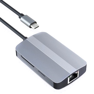 Adaptor multifunctional 5 in 1 Techstar CYC5IN1B, USB-C la USB 3.0 si USB 2.0, gri