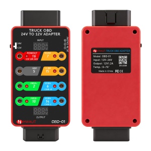 Adaptor OBD camion 24V la 12V Techstar cu Breakout Box 8 porturi, interfata OBD2, convertor tensiune 12V/24V, universal