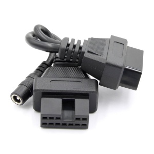 Adaptor Mitsubishi 12 pini la OBD2 16 pini, mufe negre, poză de aproape