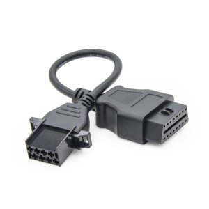Adaptor diagnostic Volvo, mufă rotundă 8 pini la conector OBD2, vedere laterală