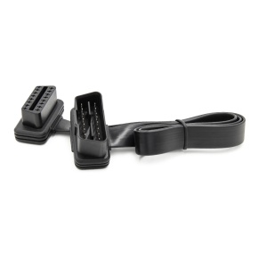 Gros-plan mufe OBD2: conector mama si conector tata J1962, cablu panglica plata 60 cm Techstar