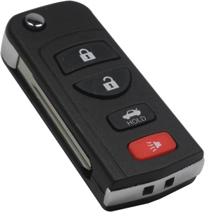 Carcasa cheie auto Techstar compatibila Infiniti FX35 2003-2009 QX4 Nissan Murano 4 butoane tip flip briceag vedere inclinata