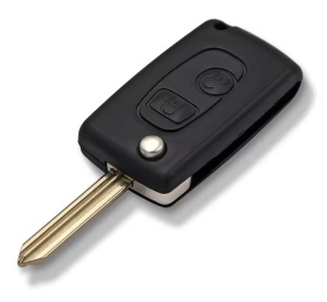 Carcasa cheie auto transformatoare in flip 2 butoane cu lama SX9 pentru Citroen Saxo Xsara Picasso Berlingo 1999-2008 vedere frontala si interior