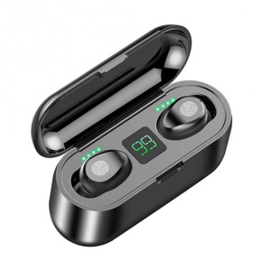 Casti F9 Mini Smart TWS Techstar®, Wireless, Bluetooth V5.0, SplashResistent, Touch, iOS, Android, Negru - Img 1