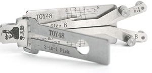 Decodor Lishi TOY48 v3 vedere spate, pick 2-in-1 pentru contact si portbagaj