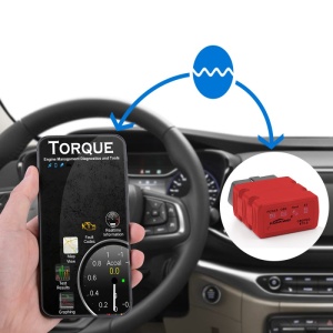 Conectare adaptor KONNWEI KW902 rosu la portul OBDII al masinii